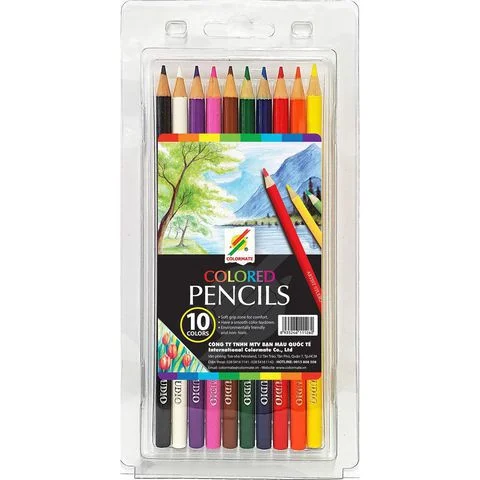 Hộp nhựa 10 cây bút chì màu thường Artist Colormate
