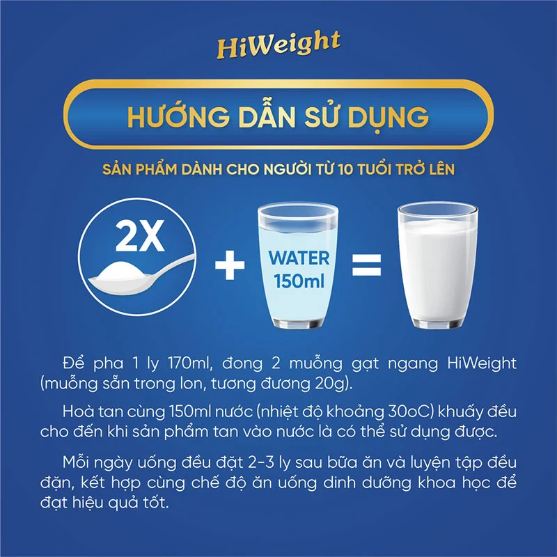 Cách pha Sữa tăng cân HiWeight 650g
