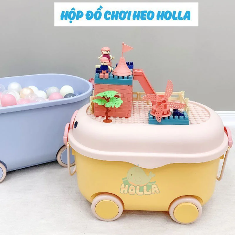 Thùng nhựa đựng đồ chơi Holla hình heo con HL-10156