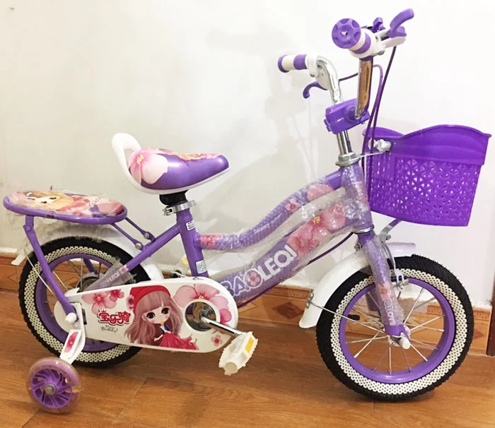xe đạp cho bé gái từ 2 đến 7 tuổi màu tím có gác baga