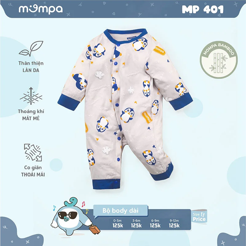 Body suit cho bé chất liệu bamboo Mompa MP-401