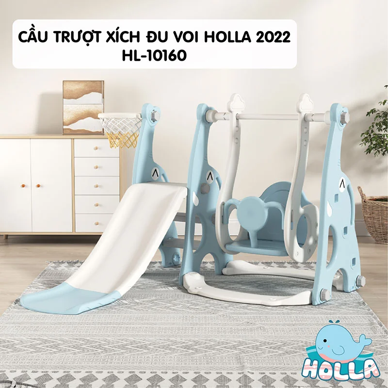 Cầu trượt xích đu cho bé Holla hình voi HL-10160