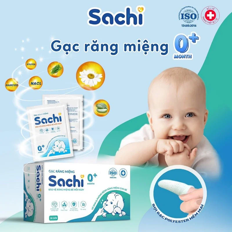 Gạc răng miệng Sachi 0+ (hộp 30 gói)