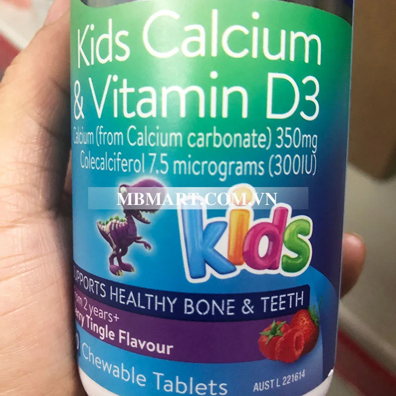 Ostelin Calcium và Vitamin D3 Kids hương dâu hộp 90 viên
