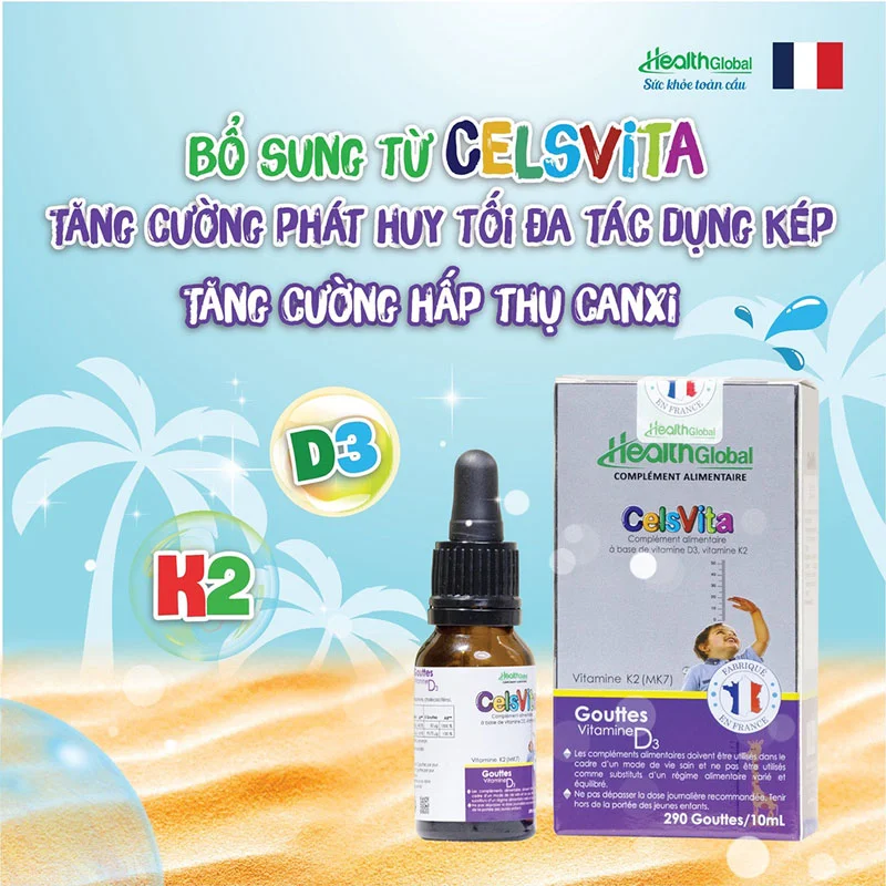 Vitamin D3 K2 Health Global Celsvita 10ml