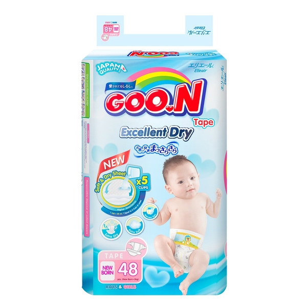 Bỉm Goon Slim dán cỡ trung (NB48, S44, M38)