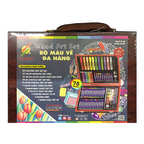 Bộ bút màu hộp gỗ Colormate MS-78W