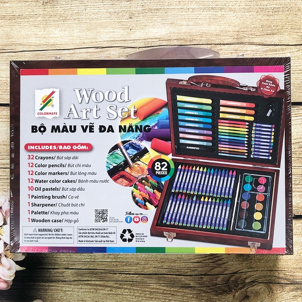 Bộ Màu Vẽ Hộp Gỗ Colormate MS-82W