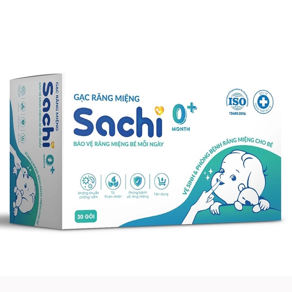 Gạc răng miệng Sachi 0+ (hộp 30 gói)