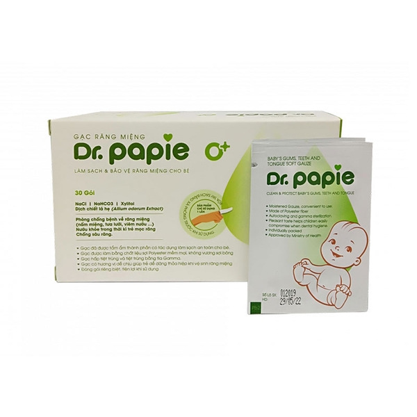 Gạc vệ sinh răng miệng Dr.Papie (30 gói)