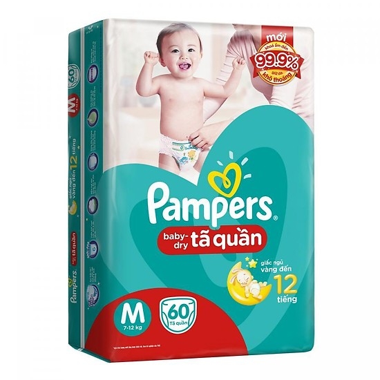 Bỉm quần pamper bịch đại (M60, L54, XL48)