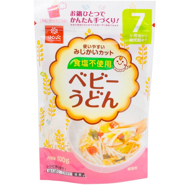 Mì Udon cho bé tách muối Hakubaku Nhật 7M+ (100g)