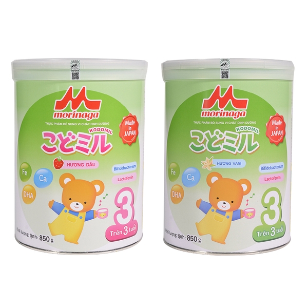 Sữa Morinaga Kodomil số 3 850g ( vị vani & dâu)