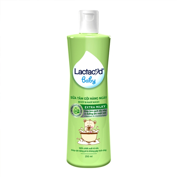 Sữa tắm gội cho bé Lactacyd Milky 250ml