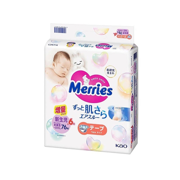 Bỉm Merries nội địa cộng miếng dán (NB82, S76, M60)