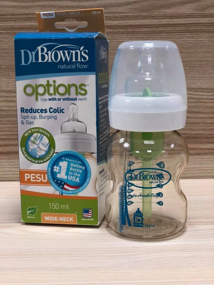 Bình sữa Dr Brown Option nhựa PP 150ml (cổ rộng)