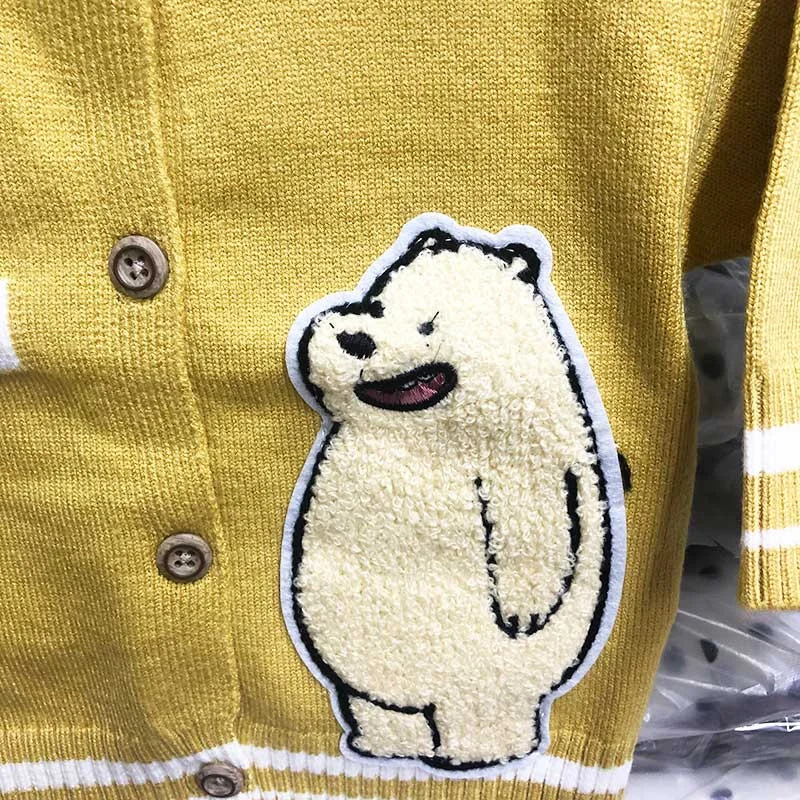 Áo len dài tay cho bé hình gấu Acteristic hình thêu ngộ nghĩnh
