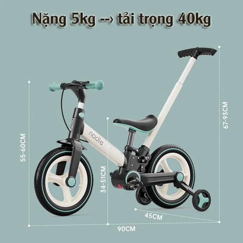 Xe đạp cho bé 5in1 Nadle S900 kích thước