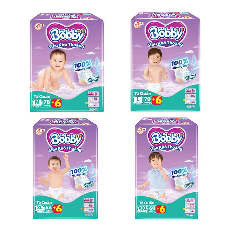 Bỉm quần Bobby bịch đại (M78, L70, XL66, XXL60)