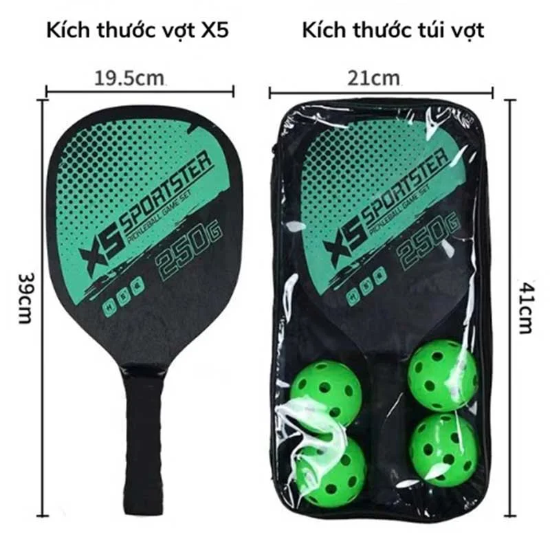 Bộ 2 vợt Pickleball X5 cho bé kèm túi đựng-5