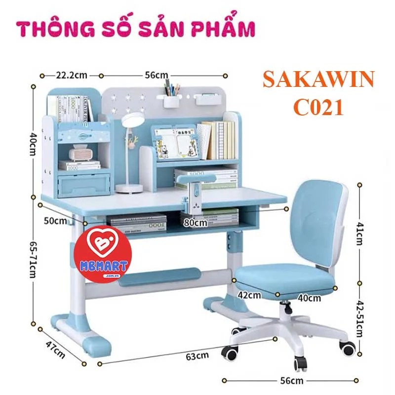 Bộ bàn ghế học sinh chống gù Sakawin C021-4