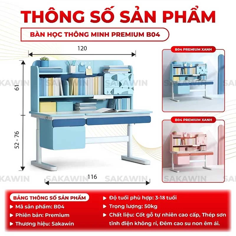 Bộ bàn ghế học sinh Sakawin Premium B04-G06-5