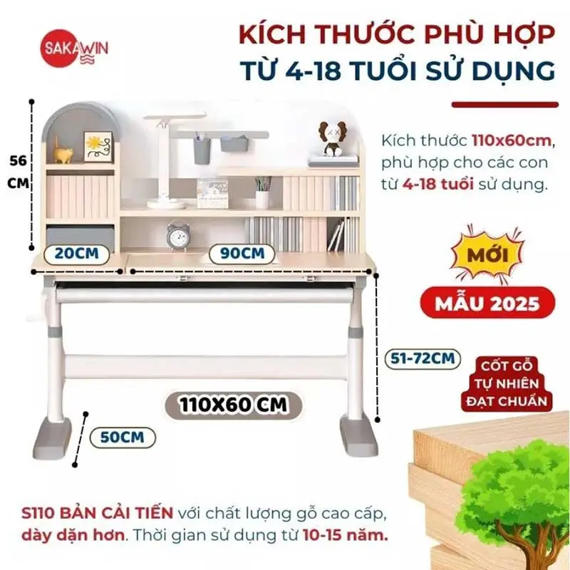 Bộ bàn ghế học sinh Sakawin S110 G05 Plus-1