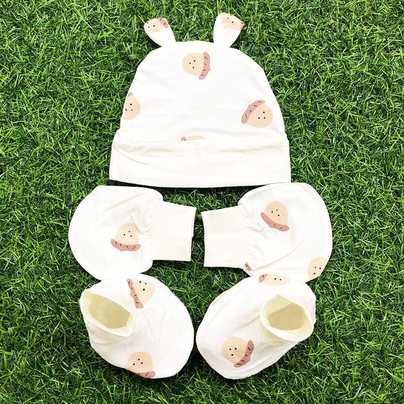 Bộ bao chân bao tay kèm mũ sơ sinh BB LP03