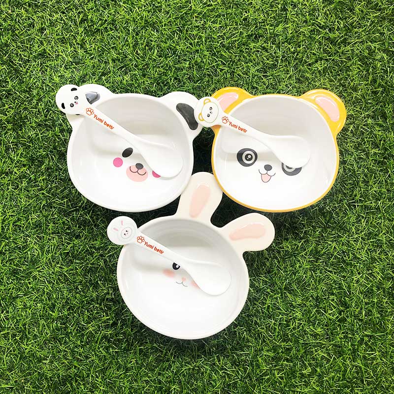 Bộ bát ăn dặm cho bé Yumi Bear bằng nhựa