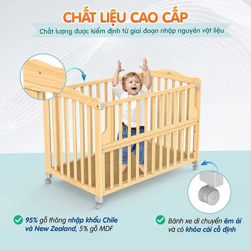 Giường cũi cho bé Autoru C3 đa năng 3in1-2