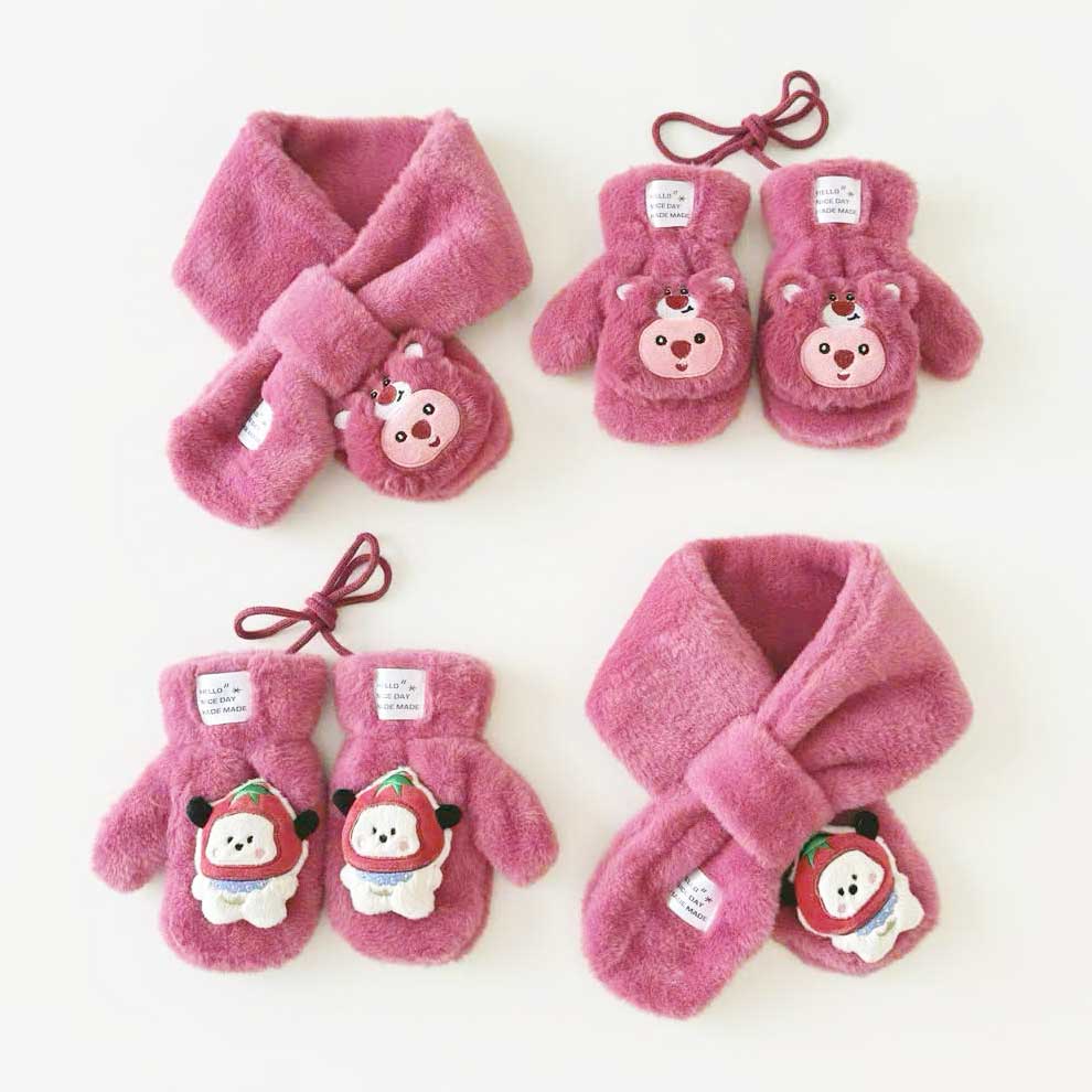 Set khăn len quàng cổ kèm găng tay cho bé