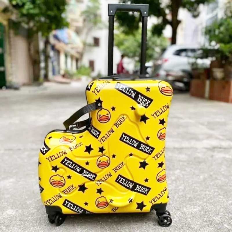 Vali du lịch cho bé kiêm xe đẩy ngồi Yellow Buck 20inch